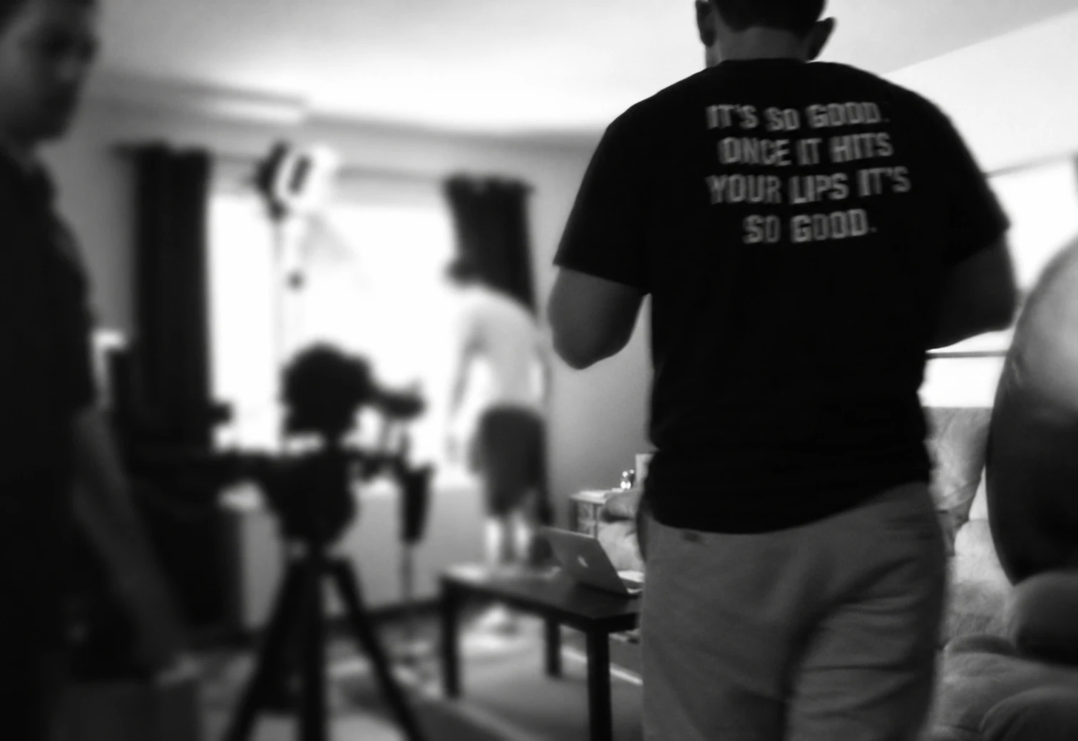 A film crew setting up a shot